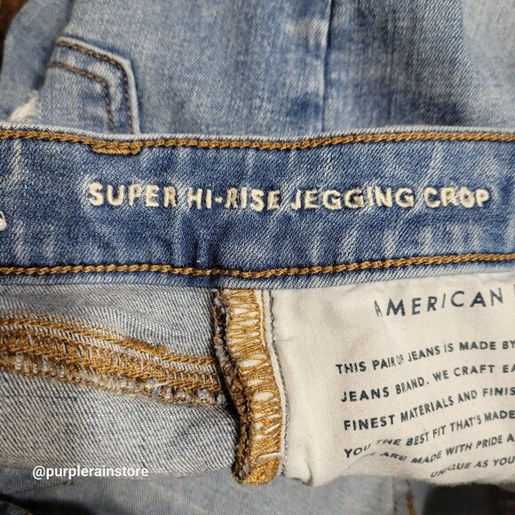 American Eagle Jeans 4 R Jegging Crop Super Hi Rise Next Level Stretch Denim - Picture 5 of 13